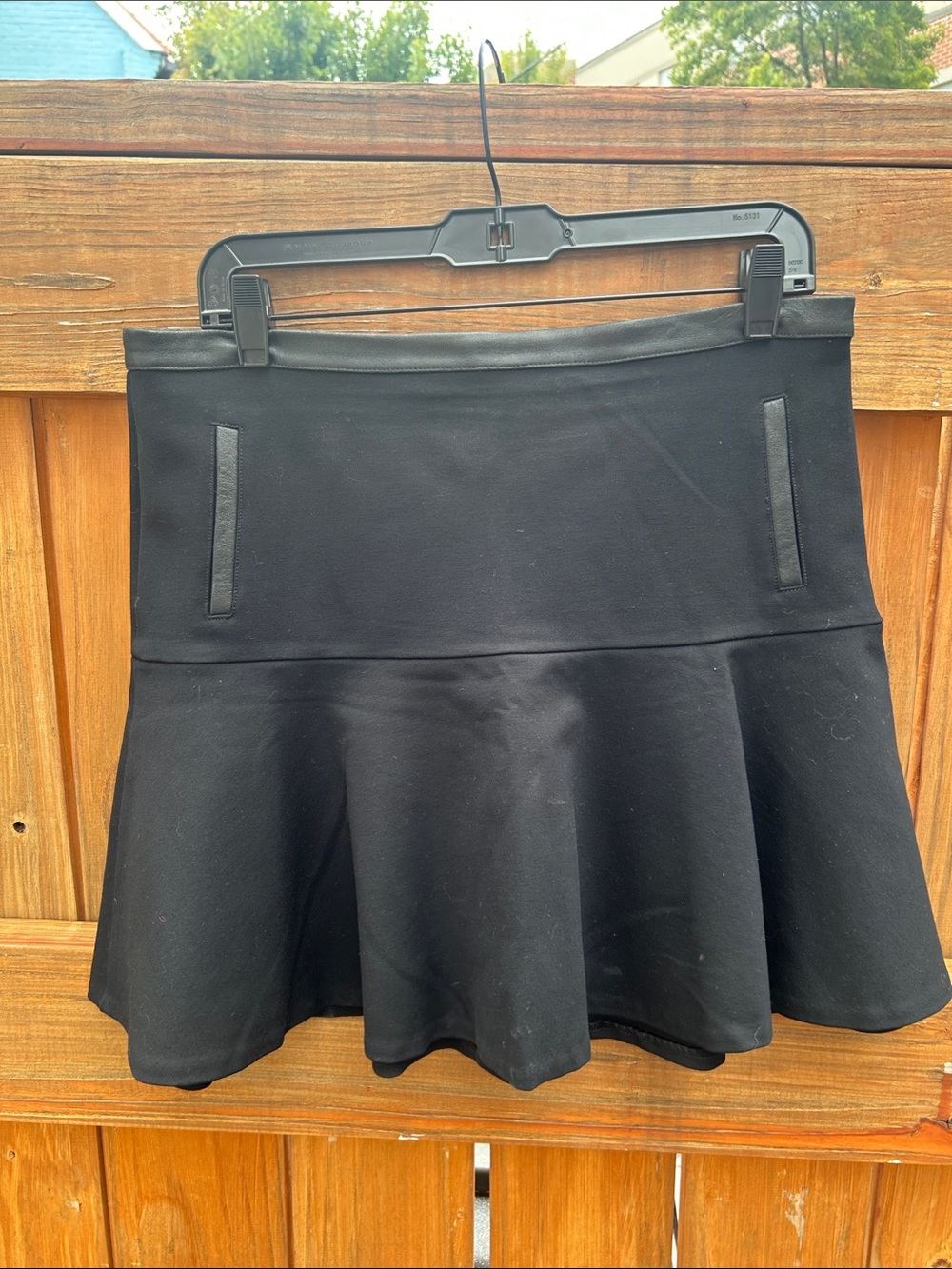 Club Monaco Black Flared Skater Skirt with Faux-Pocket Detail
